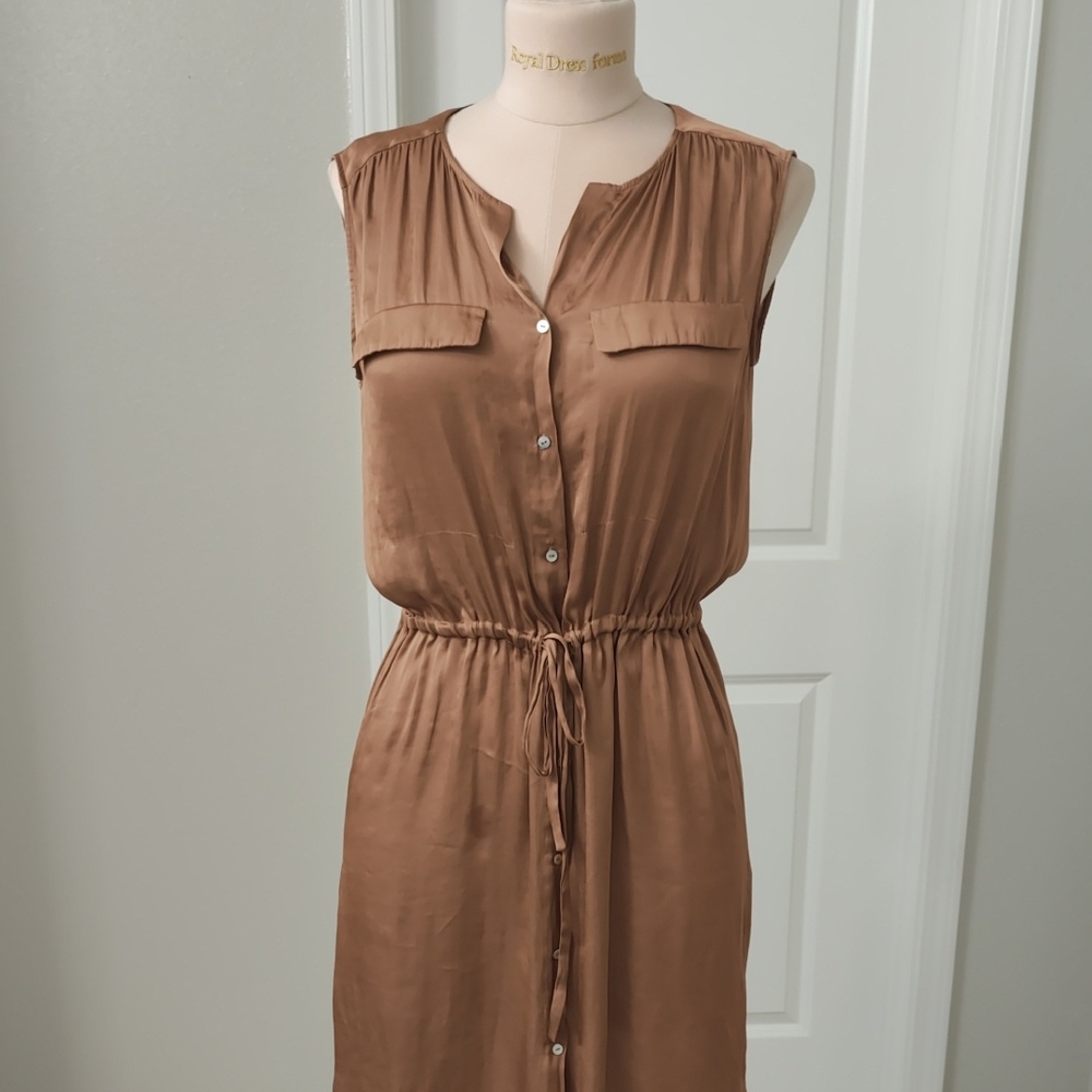 Zara Tan Sleeveless Midi Dress